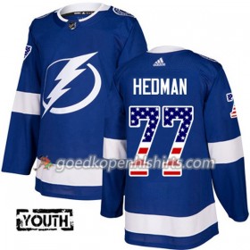 Tampa Bay Lightning Victor Hedman 77 Adidas 2017-2018 Blauw USA Flag Fashion Authentic Shirt - Kinderen